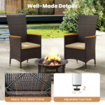 Outdoor Dining Set for 6 Patio Wicker Armchairs and Acacia Wood Table - Image 10