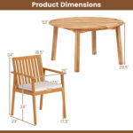 5 Pieces Acacia Wood Patio Dining Set with Umbrella Hole - Image 5
