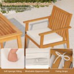 5 Pieces Acacia Wood Patio Dining Set with Umbrella Hole - Image 11