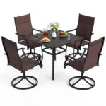 5 Pieces Outdoor Dining Set with 4 Swivel Chairs and 36 Inch Square Patio Table - Image 3