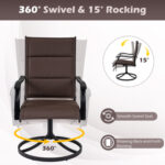 5 Pieces Outdoor Dining Set with 4 Swivel Chairs and 36 Inch Square Patio Table - Image 6