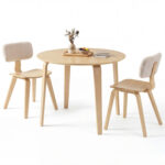3 Piece Dining Table Set with 2 Padded Dining Chairs and Rubber Wood Table