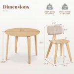 3 Piece Dining Table Set with 2 Padded Dining Chairs and Rubber Wood Table - Image 4