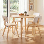 5 Piece Dining Table Set with 4 Padded Dining Chairs and Rubber Wood Table - Image 2