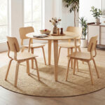 5 Piece Dining Table Set with 4 Padded Dining Chairs and Rubber Wood Table - Image 3