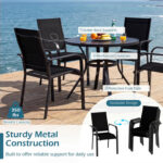 5 Pieces Patio Dining Set for 4 42.5 inch Outdoor Round Metal Table - Image 5