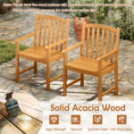5-Piece Outdoor Square Patio Dining Set for 4 with Acacia Table & Armchairs - Image 5