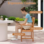 5-Piece Outdoor Square Patio Dining Set for 4 with Acacia Table & Armchairs - Image 6