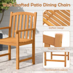 5-Piece Outdoor Square Patio Dining Set for 4 with Acacia Table & Armchairs - Image 7