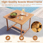 5-Piece Square Patio Dining Set for 4 with Acacia Table & Armchairs for Outdoor - Image 7