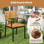 7-Piece Outdoor Dining Set for 6 with Acacia Table & Armchairs and Umbrella Hole - Image 6