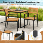 7-Piece Outdoor Dining Set for 6 with Acacia Table & Armchairs and Umbrella Hole - Image 7