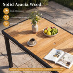 7-Piece Outdoor Dining Set for 6 with Acacia Table & Armchairs and Umbrella Hole - Image 9