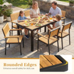 7-Piece Outdoor Dining Set for 6 with Acacia Table & Armchairs and Umbrella Hole - Image 12