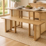 55â€ Solid Rubber Wood Dining Table Set Boho Rectangular Dining Table with 2 Benches - Image 12