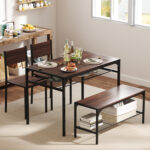 Industrial Style Rectangular Kitchen Table with Bench and Chairs - Image 3