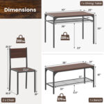 Industrial Style Rectangular Kitchen Table with Bench and Chairs - Image 5