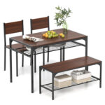 Industrial Style Rectangular Kitchen Table with Bench and Chairs - Image 4