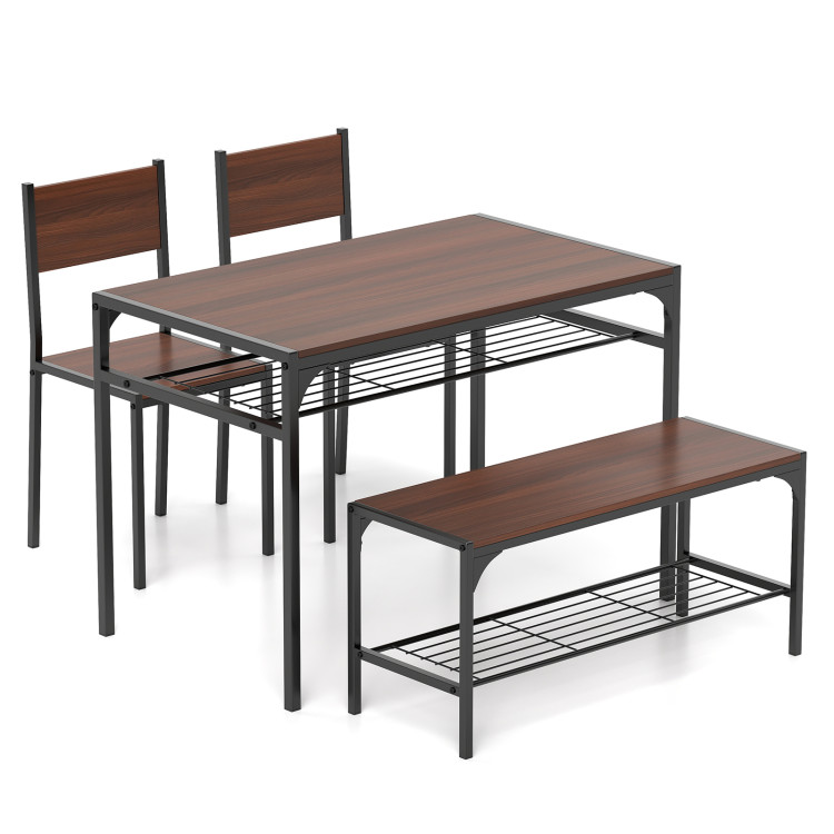 walnut_4_.jpg Industrial Style Rectangular Kitchen Table with Bench and Chairs - Image 1