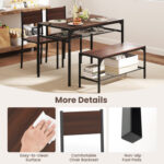 Industrial Style Rectangular Kitchen Table with Bench and Chairs - Image 8