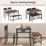Industrial Style Rectangular Kitchen Table with Bench and Chairs - Image 7